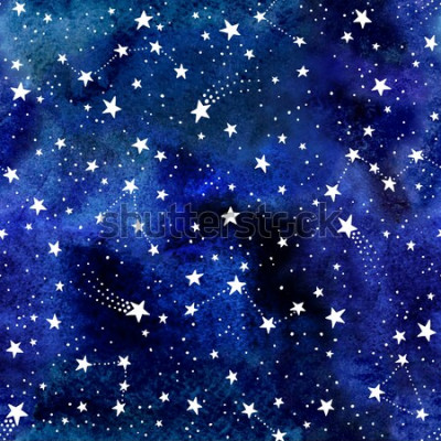 Sticker Ruimte vol sterrenbeelden en vallende sterren