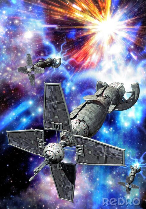 Sticker Ruimteschip aan de hemel