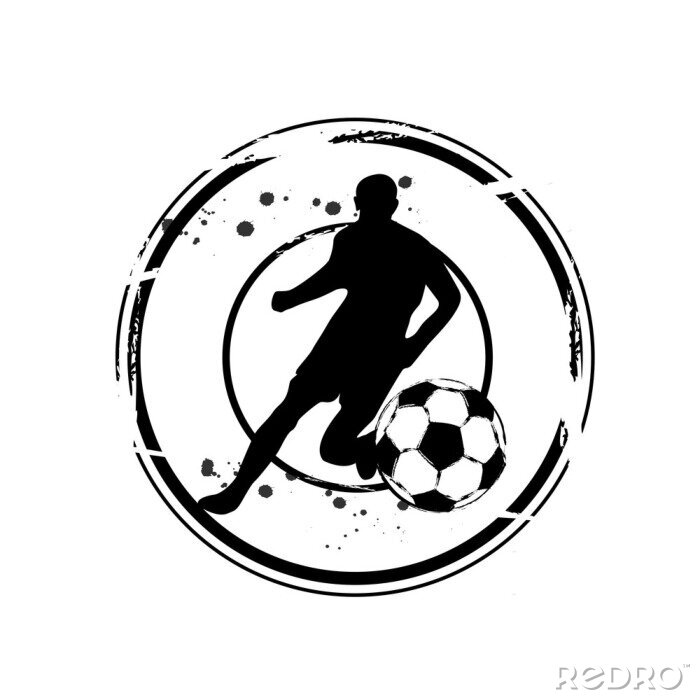 Sticker Running voetballer minimalistische zwart-wit afbeeldingen