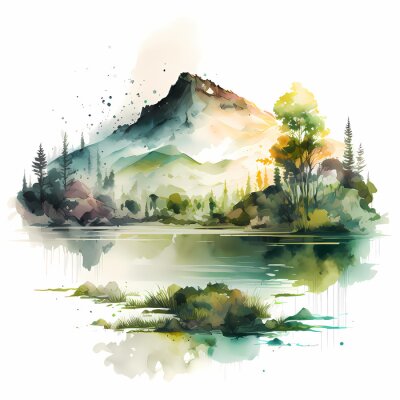 Sticker Rustig groen landschap