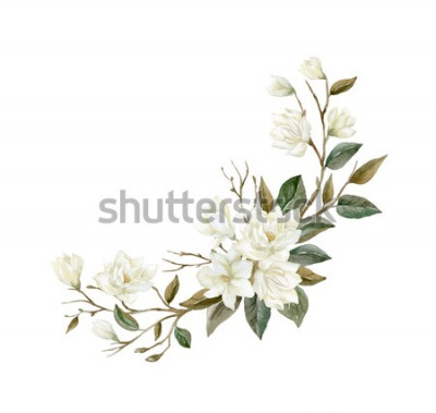 Sticker Samenstelling met witte magnolia