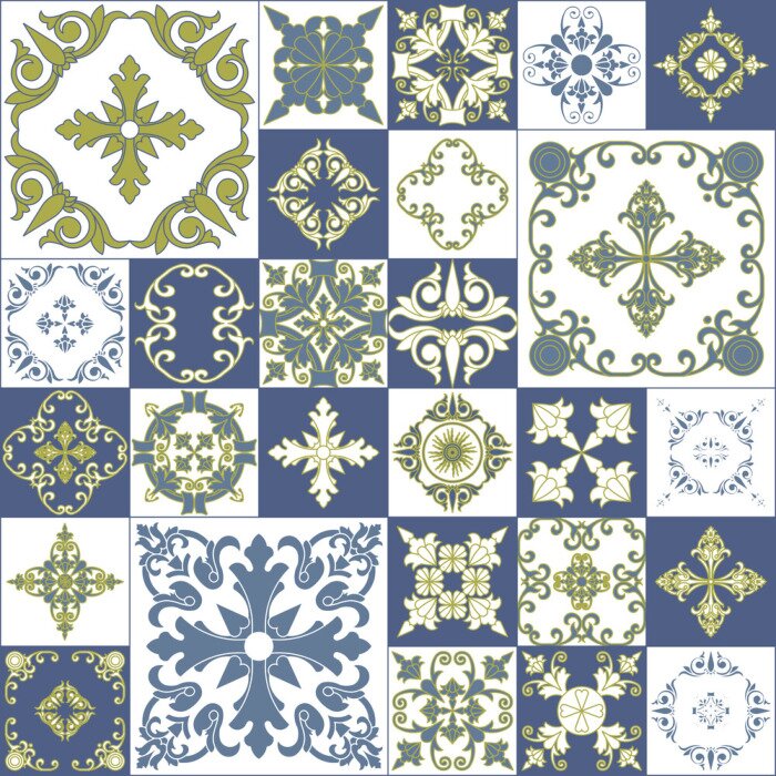 Sticker Samenstelling van tegels van verschillende afmetingen