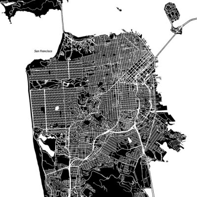Sticker San Francisco, Californië. Downtown vector map.