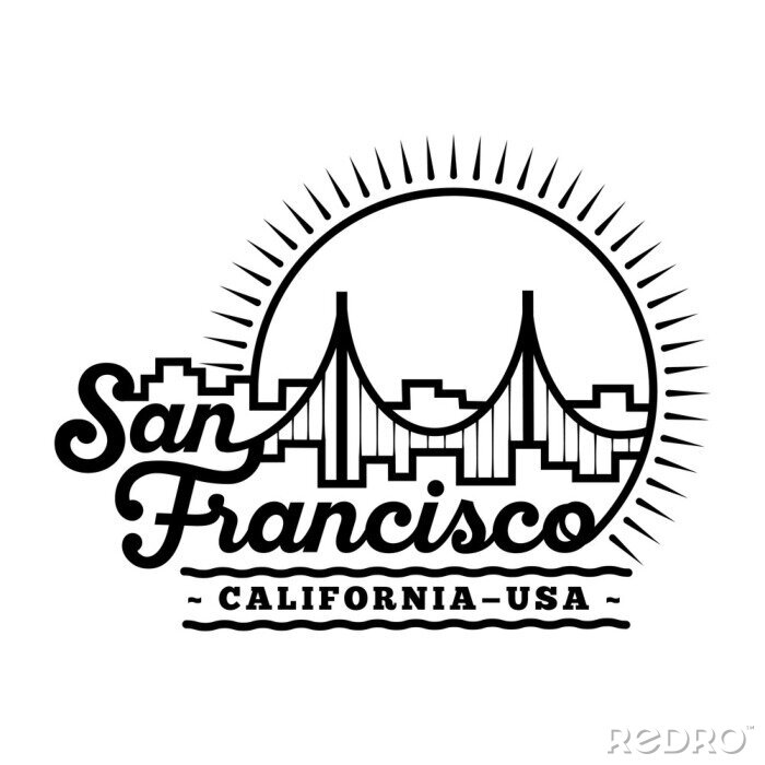 Sticker San Francisco ontwerpsjabloon. Vector en illustratie.