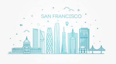 Sticker San Francisco stad skyline vector achtergrond