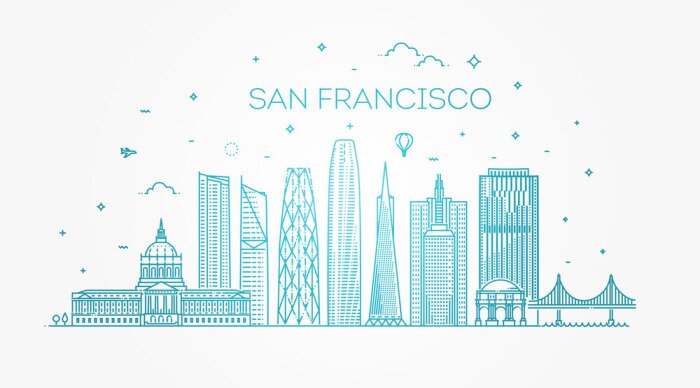 Sticker San Francisco stad skyline vector achtergrond