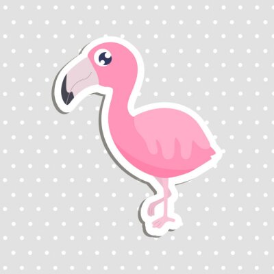 Sticker Schattig flamingo sticker vectorillustratie.
