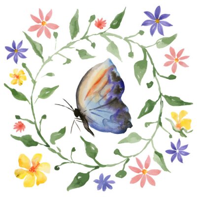 Schattig patroon met vlinder en bloemen