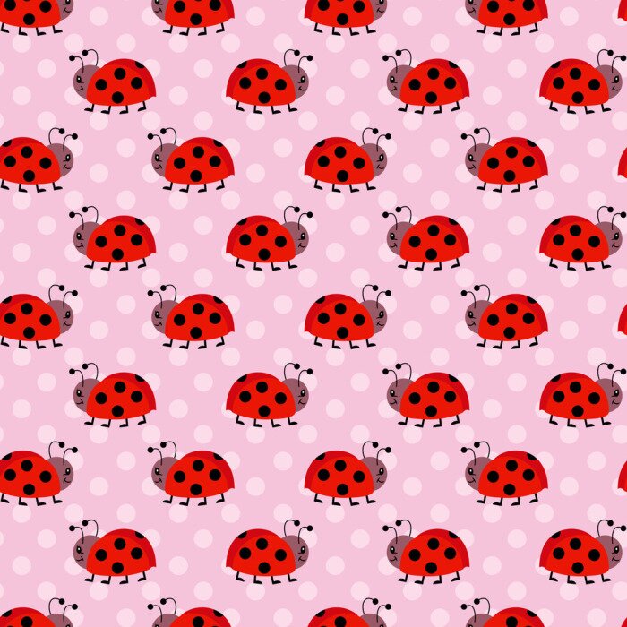 Sticker Schattige lieveheersbeestjes op roze achtergrond