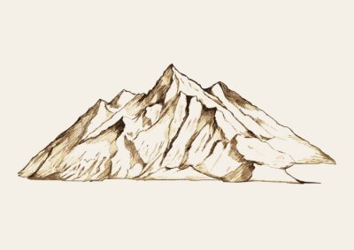 Sticker Schets illustratie van een berg