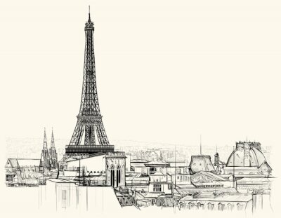 Schets met monumenten van Parijs