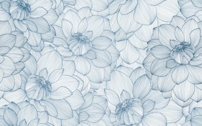 Sticker Schets van blauwe bloemen