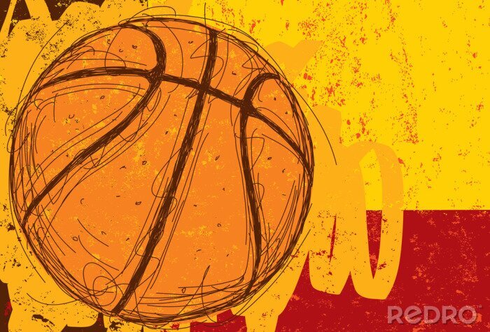 Sticker Schetsmatig Basketbal Achtergrond