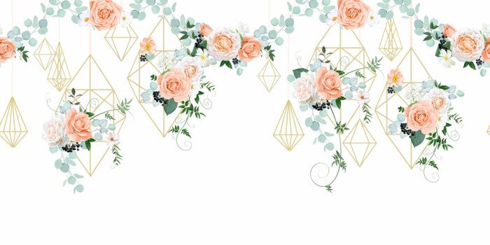 Sticker Seamless border with wedding decor for wallpaper