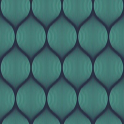 Behang Seamless neon blue optical illusion woven pattern vector