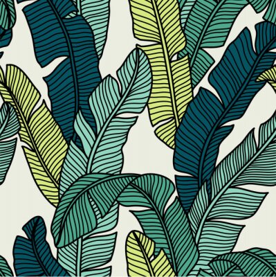 Seamless pattern of Tropical palms leaves