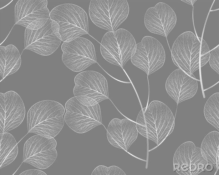 Sticker Seamless pattern with eucalyptus leaves.Vector illustration.