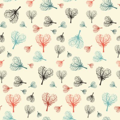 Sticker Seamless Vector Flat Design Heart Shaped Trees Background