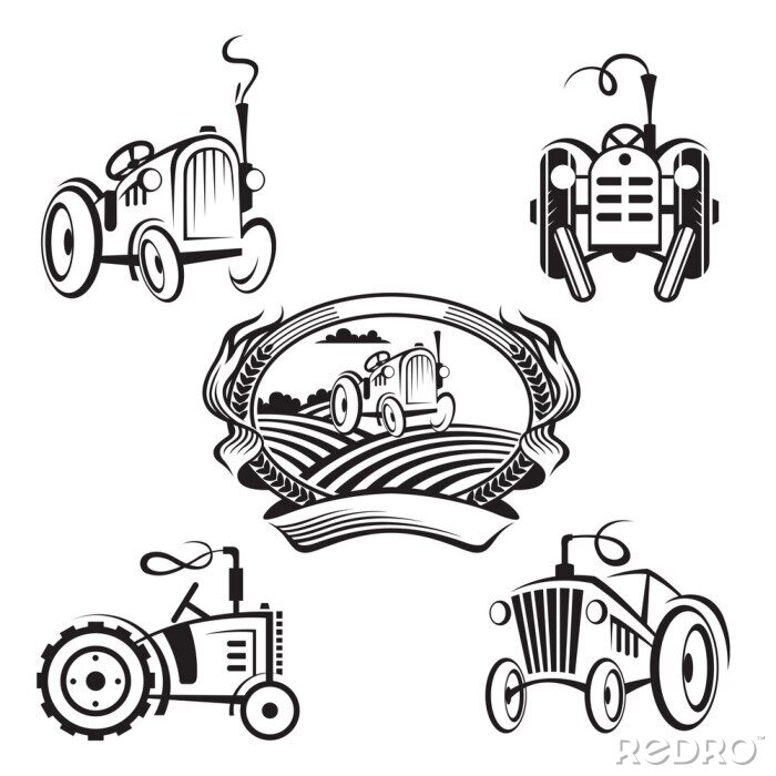 Sticker set of tractors