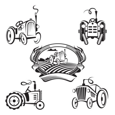 Sticker set of tractors