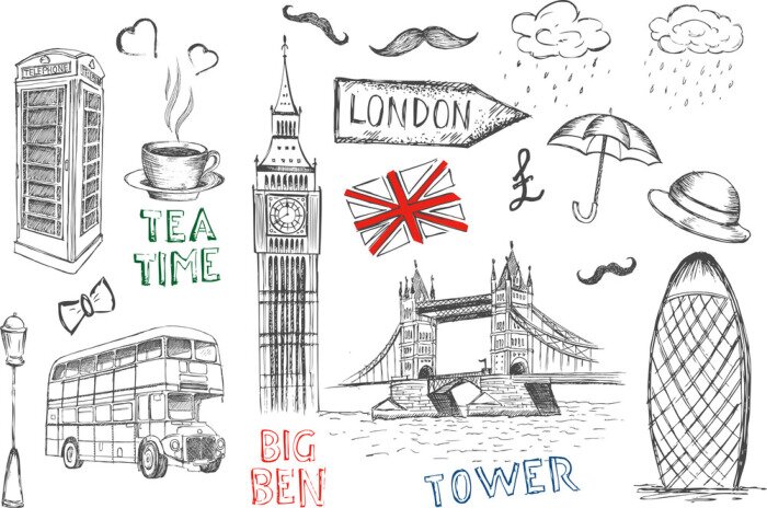 Sticker Set symbolen van Engeland.