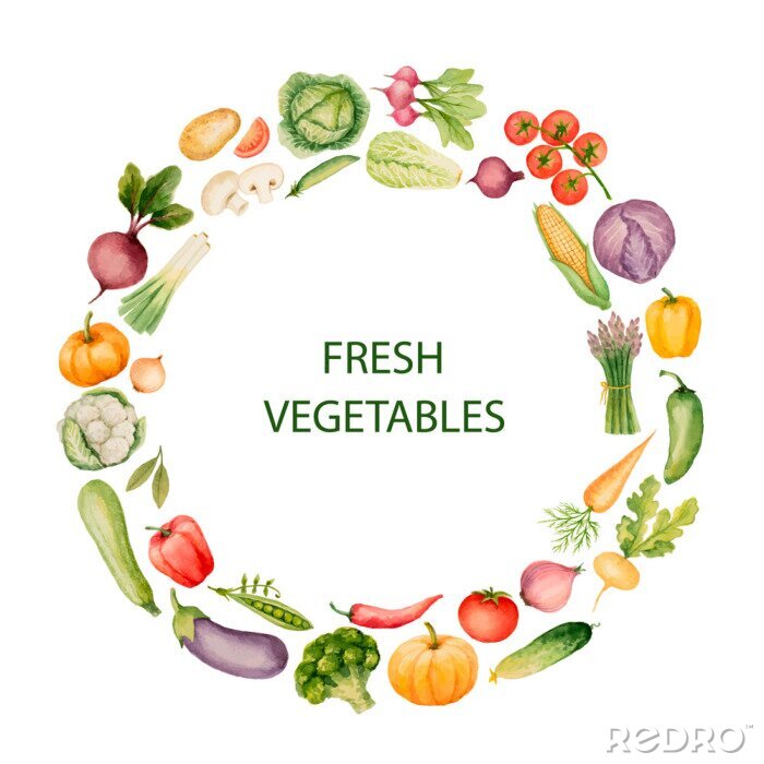 Sticker Set van aquarel groenten.