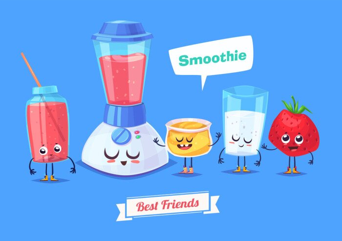 Sticker Set van ontbijt karakters. Vector leuke cartoons