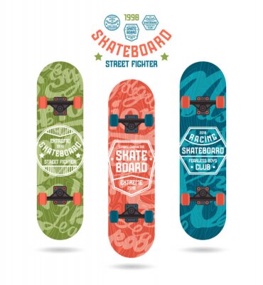 Sticker Set van prints op skateboard