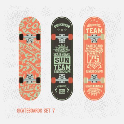 Sticker Set van retro vintage print op een skateboard