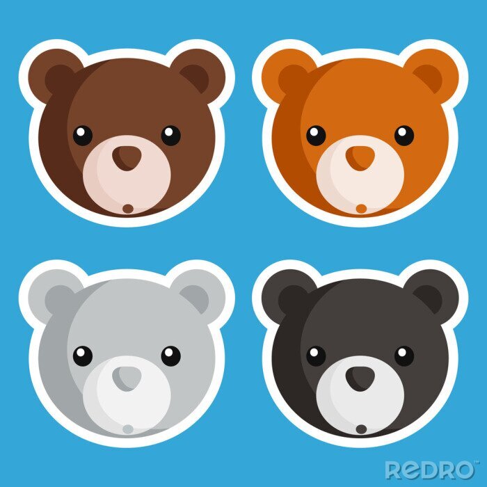Sticker Set van schattige baby beer iconen