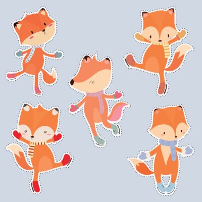 Sticker set van schattige sticker met fox set