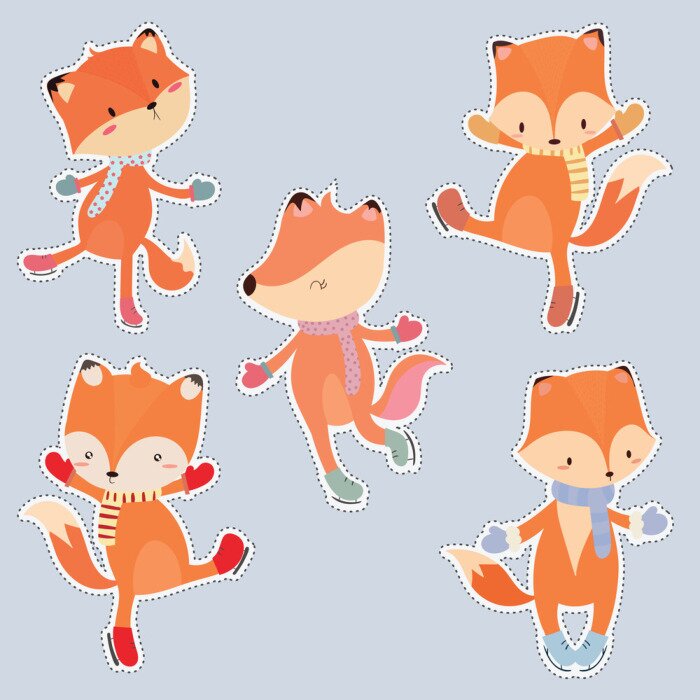 Sticker set van schattige sticker met fox set
