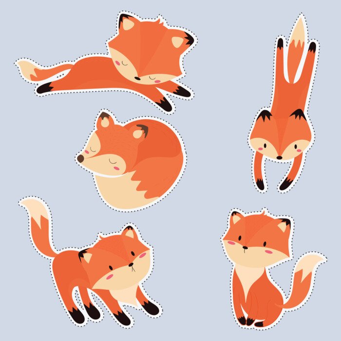 Sticker set van schattige sticker met schattige fox-set