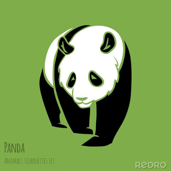 Sticker Set van vector Panda silhouetten