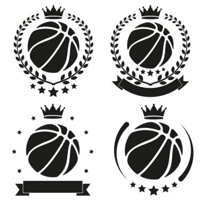 Sticker Set van Vintage Basketball Club Badge en Label