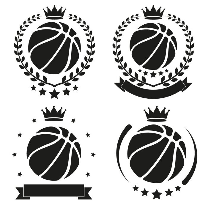 Sticker Set van Vintage Basketball Club Badge en Label
