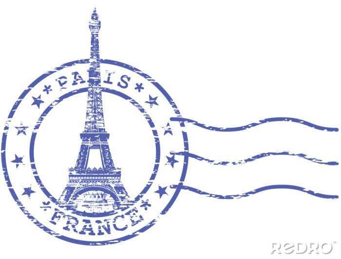 Sticker Shabby stempel met Eiffel toren - Bezienswaardigheden van Parijs
