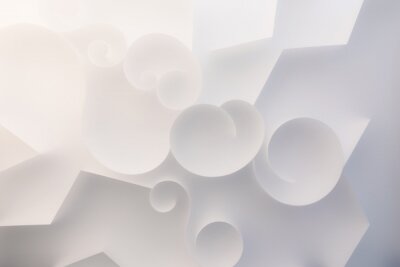 Shapes and lines on white background, abstract 3d illustration