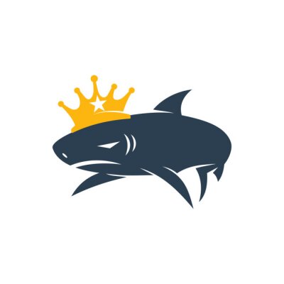 Sticker Shark King logo design vector isolated illustration template
