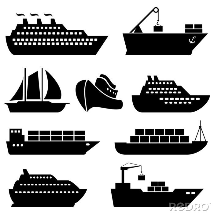 Sticker Ships, boats, cargo, logistics and shipping icons