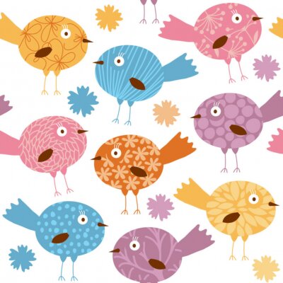 Sticker Sierlijke kleurrijke afbeeldingen van abstracte vogels