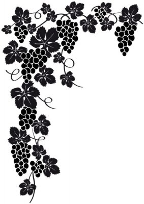 Sticker Silhouet hoek tros druiven