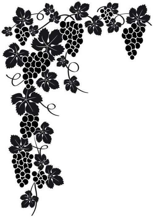 Sticker Silhouet hoek tros druiven