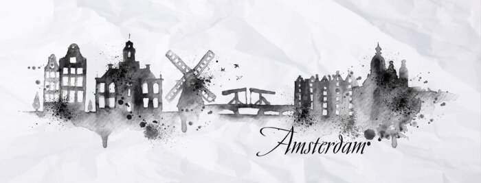 Sticker Silhouet inkt Amsterdam