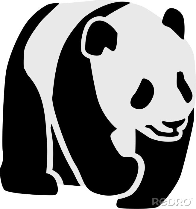 Sticker Silhouet van een panda