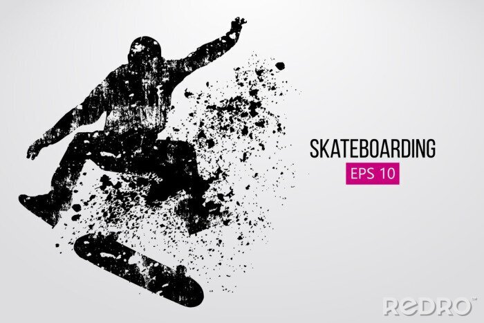 Sticker Silhouet van een skateboarder. Vector illustratie