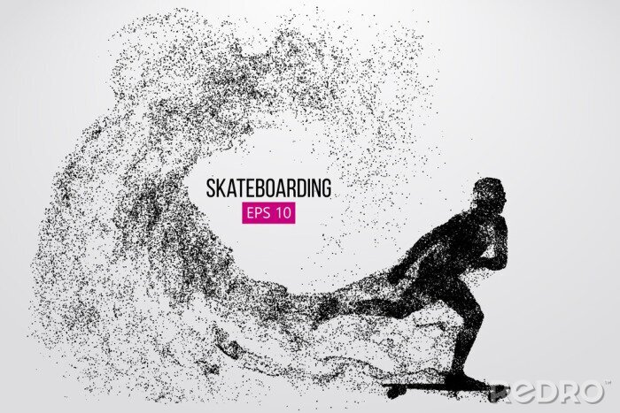 Sticker Silhouet van een skateboarder. Vector illustratie