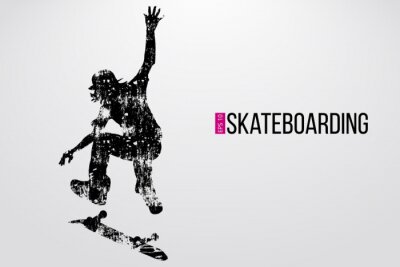 Sticker Silhouet van een skateboarder. Vector illustratie