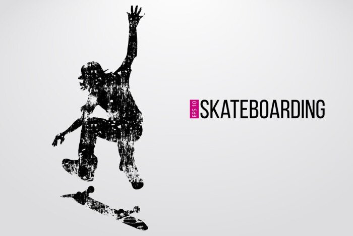 Sticker Silhouet van een skateboarder. Vector illustratie