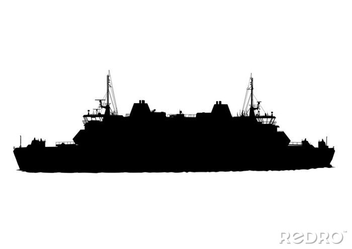 Sticker Silhouet van groot schip op een witte achtergrond
